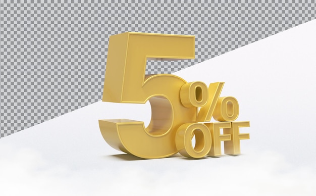 Descuento 5 por ciento número 3d oro
