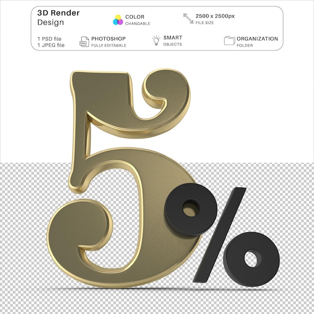 Descuento del 5 por ciento en el PSD de modelado 3D