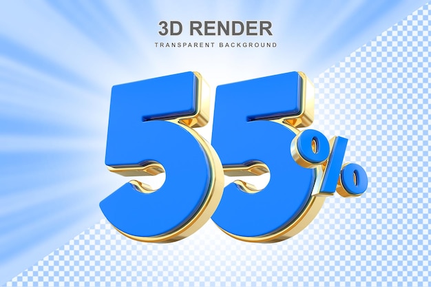 PSD descuento del 55 por ciento en la venta de renderización 3d