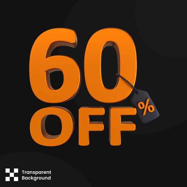 Descuento del 60 por ciento Ilustración 3D Descuento Concepto 3D Render