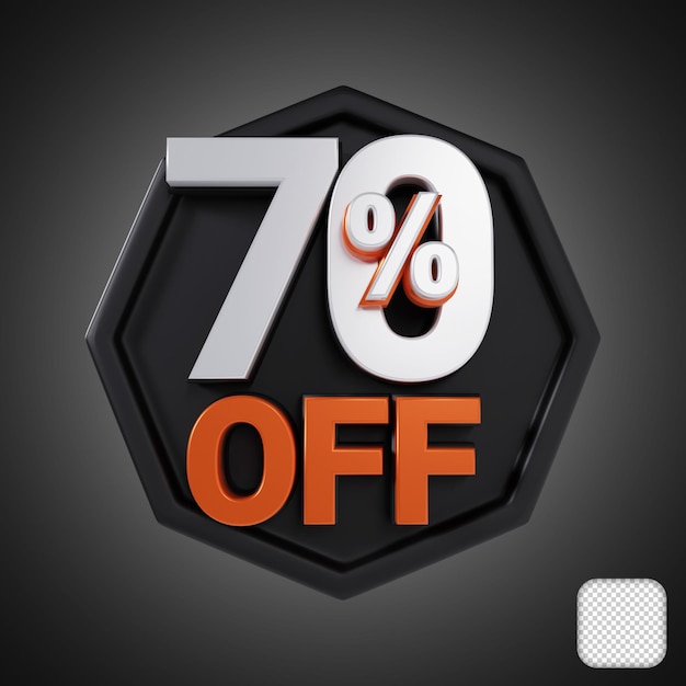 Descuento del 70 por ciento de venta Ilustración en 3D