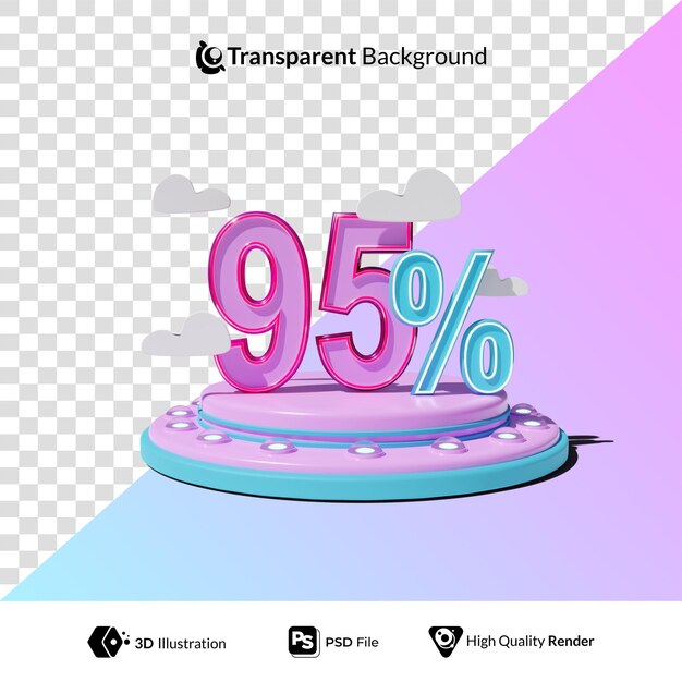 Descuento 95 por ciento de oferta de promoción con ilustración 3d de podio