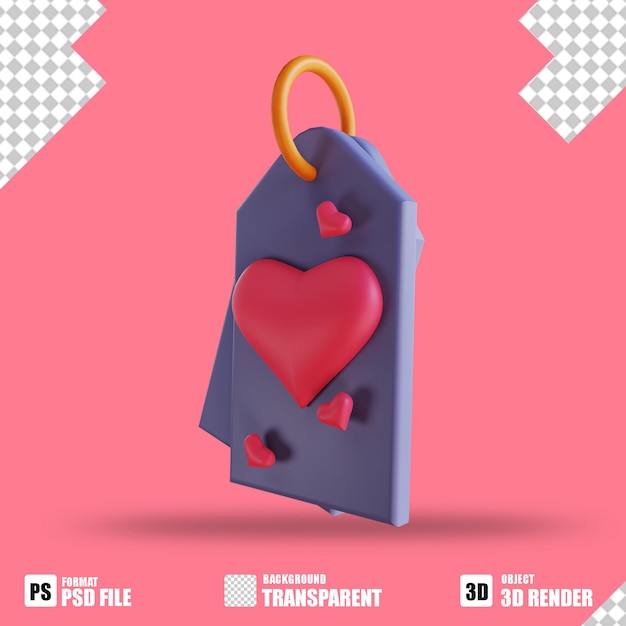 PSD descuento de amor de ilustración 3d adecuado para el día de san valentín