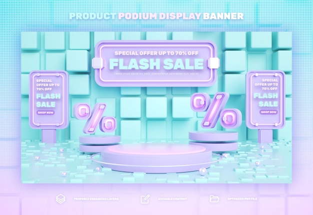 Descuento banner de exhibición de producto de podio rosa 3d en venta flash venta especial y super mega venta