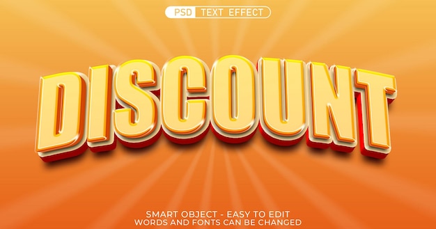 Descuento efecto de texto editable estilo 3d