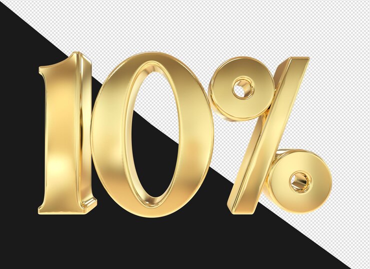 PSD descuento número 10 por ciento 3d oro
