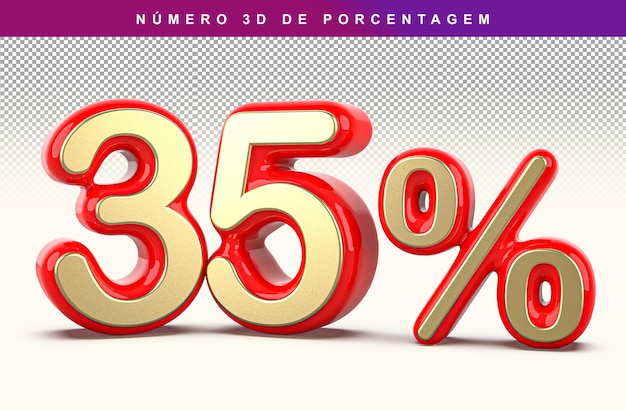 Descuento Número 35 Porcentaje 3D Moderno