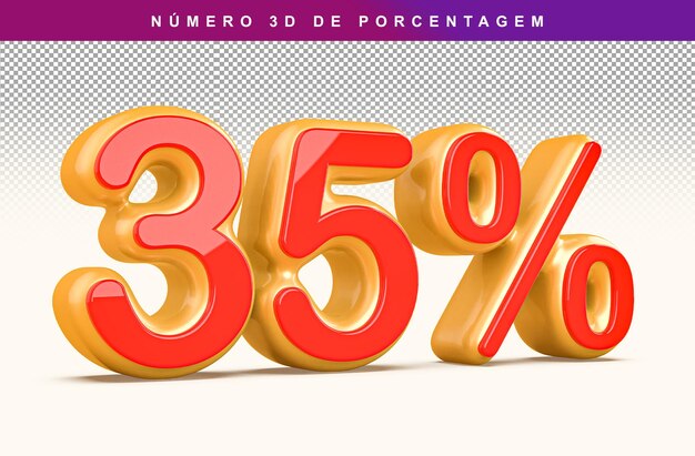 Descuento Número 35 Porcentaje 3D Rojo Moderno