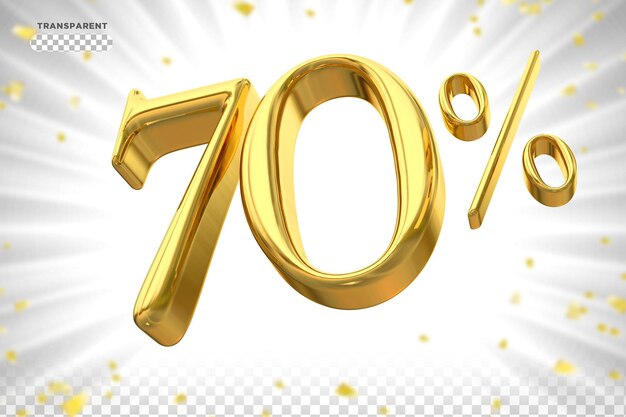 Descuento número 70 por ciento 3d oro