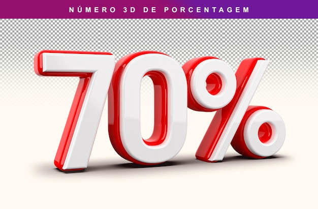 Descuento Número 70 Porcentaje 3D Moderno