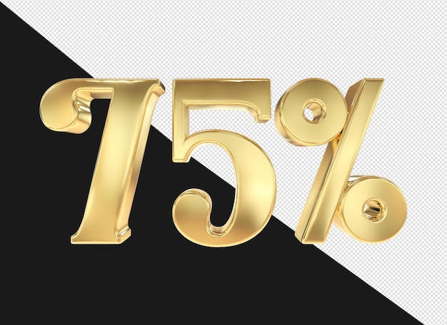 Descuento número 75 por ciento 3d oro