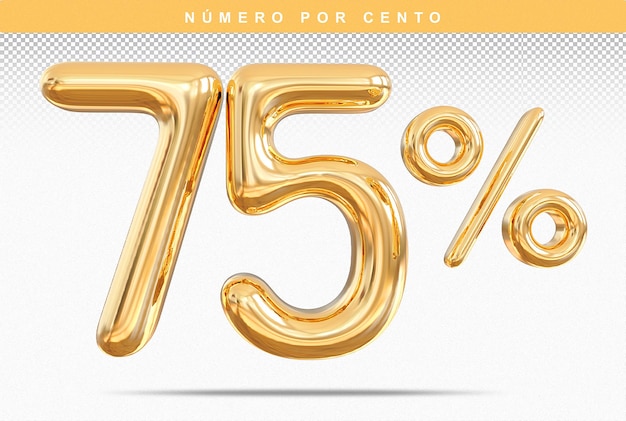 Descuento Número 75 Porcentaje 3D Modern Gold