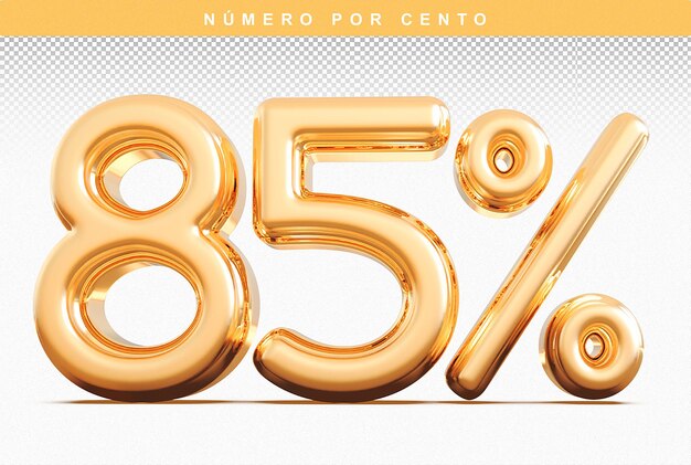 Descuento Número 85 Porcentaje 3D Modern Gold