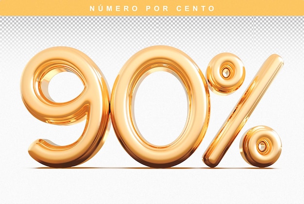 Descuento Número 90 Porcentaje 3D Modern Gold