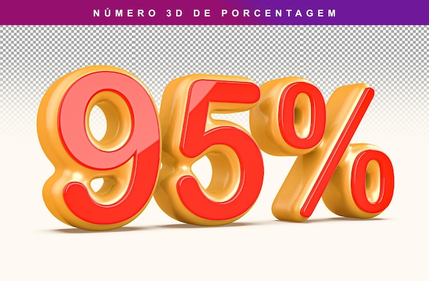 Descuento Número 95 Porcentaje 3D Moderno Rojo