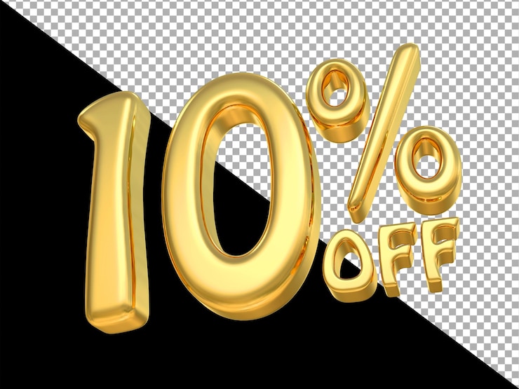 PSD descuento de oro 10 de 3d render