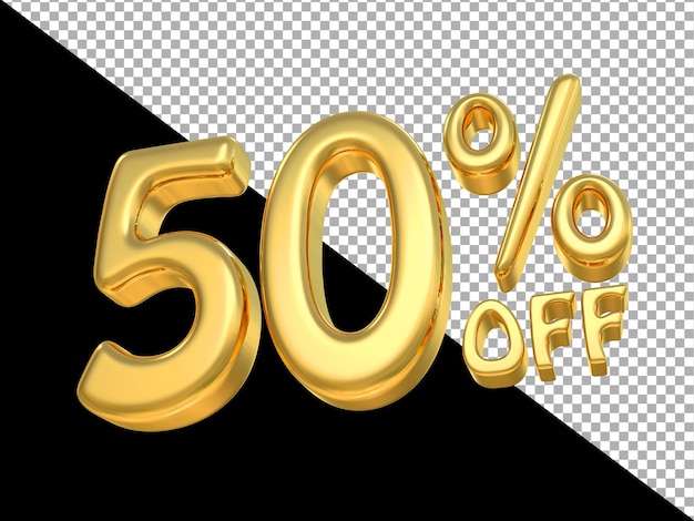 Descuento de oro 50 de 3D Render