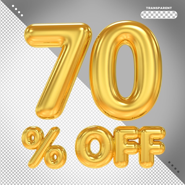 Descuento de oro 70 de render 3d