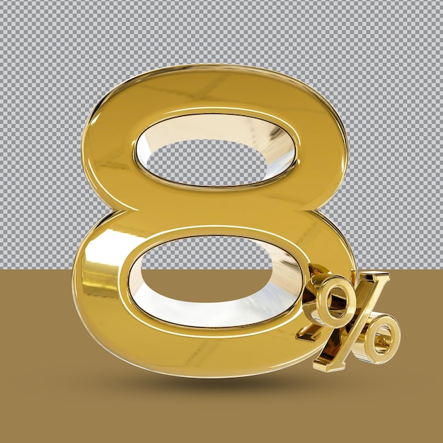 Descuento de oro 8 de descuento en 3d render