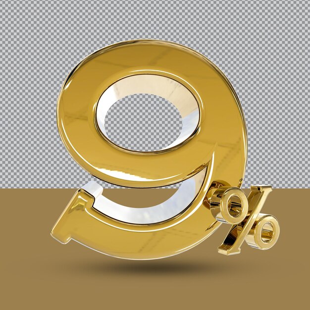Descuento de oro 9 de descuento en 3D Render
