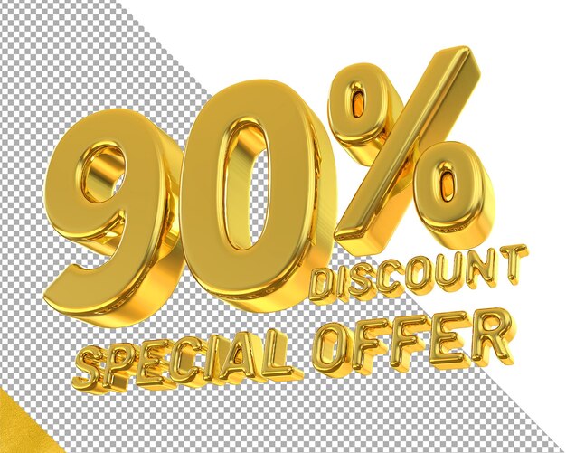 Descuento de oro 90 de render 3d