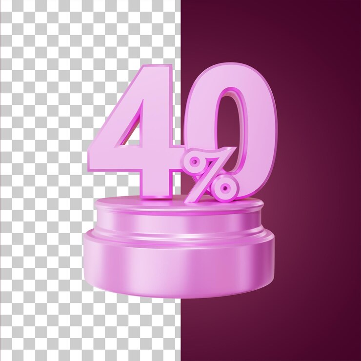 PSD descuento de venta 40 porcentaje en la ilustración 3d de podium stage