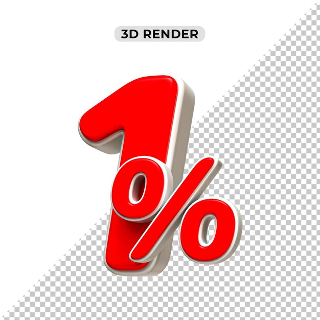Descuento de ventas de 3d etiqueta de precio porcentual número 1 para el concepto de promoción de ventas por 3d render