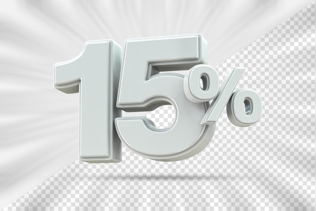 Descuento de ventas 3d Etiqueta de precio porcentual número 15 para el concepto de promoción de venta de descuento por renderizado 3d