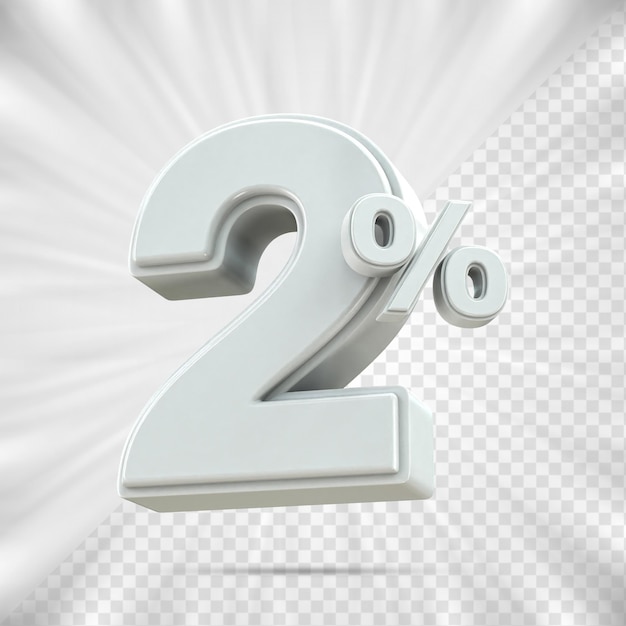 Descuento de ventas de 3d etiqueta de precio porcentual número 2 para el concepto de promoción de ventas de descuento por 3d render