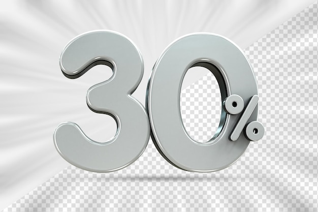 Descuento de ventas 3d Etiqueta de precio porcentual número 30 para el concepto de promoción de venta de descuento por renderizado 3d
