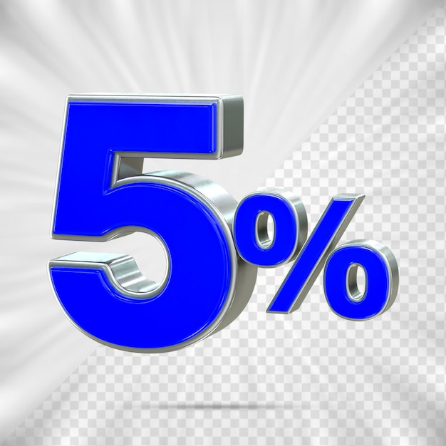 Descuento de ventas 3d Etiqueta de precio porcentual número 5 para el concepto de promoción de venta de descuento por renderizado 3d