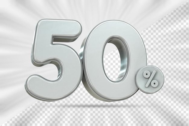 Descuento de ventas 3d Etiqueta de precio porcentual número 50 para el concepto de promoción de venta de descuento por renderizado 3d