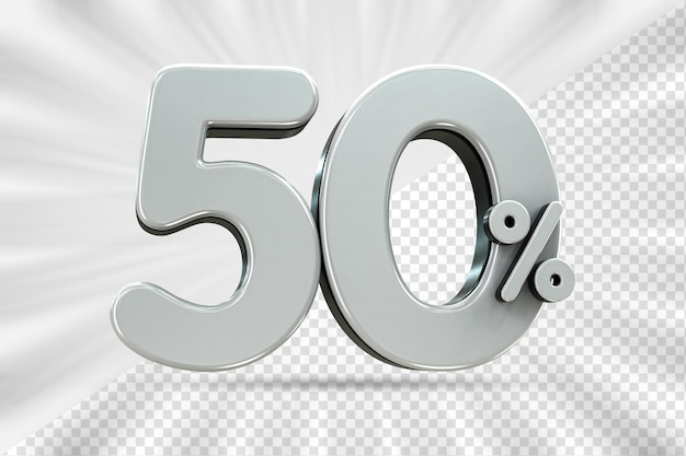 Descuento de ventas 3d Etiqueta de precio porcentual número 50 para el concepto de promoción de venta de descuento por renderizado 3d