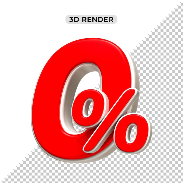 Descuento de ventas de 3d Número 0 etiqueta de precio porcentual para el concepto de promoción de ventas por 3d render