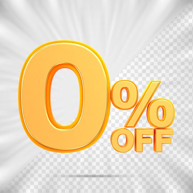 Descuento de ventas de 3d Número 0 etiqueta de precio porcentual para el concepto de promoción de ventas de descuento por 3d render
