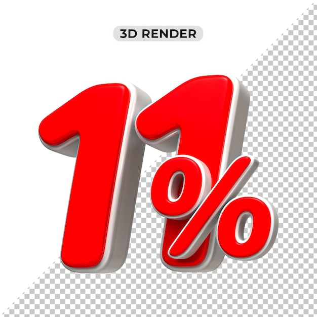 Descuento de ventas de 3d Número 11 etiqueta de precio porcentual para el concepto de promoción de ventas por 3d render