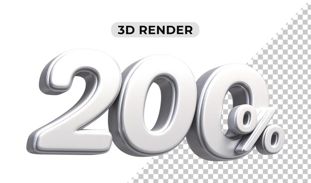 Descuento de ventas de 3D Número 200 por ciento de la etiqueta de precio para el concepto de promoción de ventas por 3D render