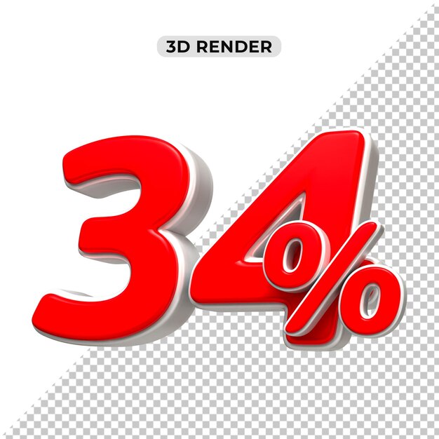 Descuento de ventas de 3d Número 34 precio porcentual para el concepto de promoción de ventas por 3d render