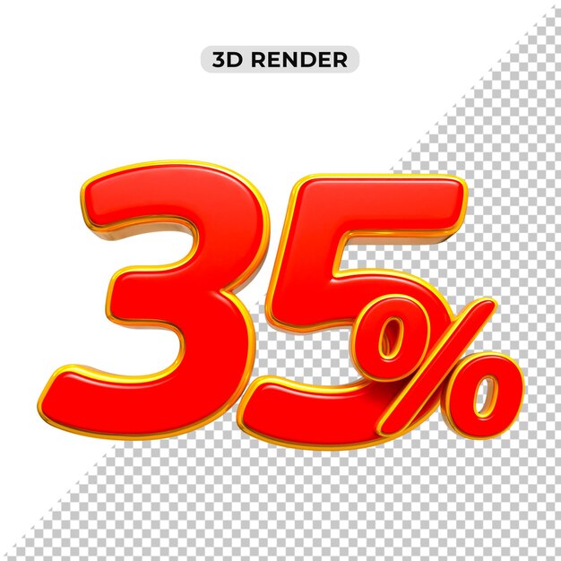 Descuento de ventas de 3d Número 35 por ciento de la etiqueta de precio para el concepto de promoción de ventas por 3d render