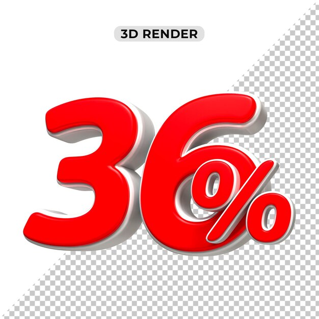 Descuento de ventas de 3d Número 36 precio porcentual para el concepto de promoción de ventas por 3d render