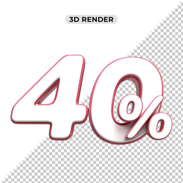 Descuento de ventas de 3d Número 40 por ciento de la etiqueta de precio para el concepto de promoción de ventas por 3d render