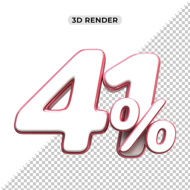 Descuento de ventas de 3d Número 41 precio porcentual para el concepto de promoción de ventas por 3d render