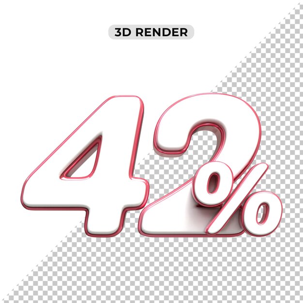 Descuento de ventas de 3d Número 42 precio porcentual para el concepto de promoción de ventas por 3d render