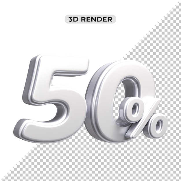 Descuento de ventas de 3d Número 50 por ciento de la etiqueta de precio para el concepto de promoción de ventas por 3d render