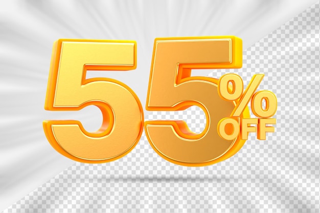 Descuento de ventas 3d Número 55 precio porcentual para el concepto de promoción de venta de descuento por renderizado 3d