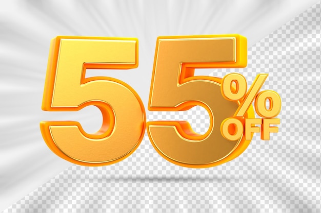 Descuento de ventas 3d Número 55 precio porcentual para el concepto de promoción de venta de descuento por renderizado 3d