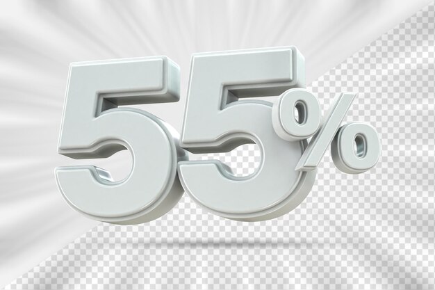 Descuento de ventas 3d Número 55 precio porcentual para el concepto de promoción de venta de descuento por renderizado 3d