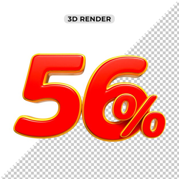 Descuento de ventas de 3d Número 56 precio porcentual para el concepto de promoción de ventas por 3d render