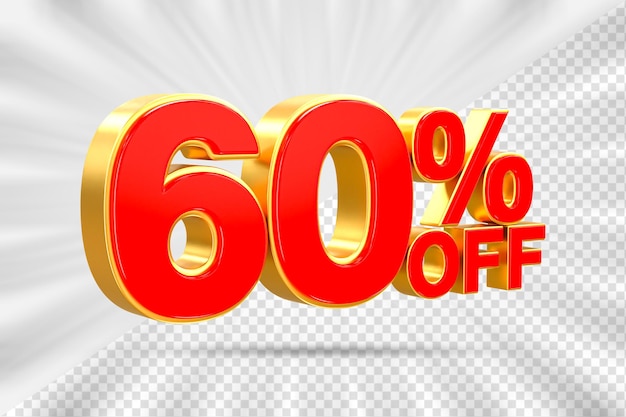 Descuento de ventas 3d Número 60 precio porcentual para el concepto de promoción de venta de descuento por renderizado 3d