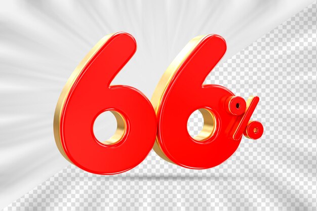 Descuento de ventas de 3d Número 66 precio porcentual para el concepto de promoción de ventas de descuento por 3d render